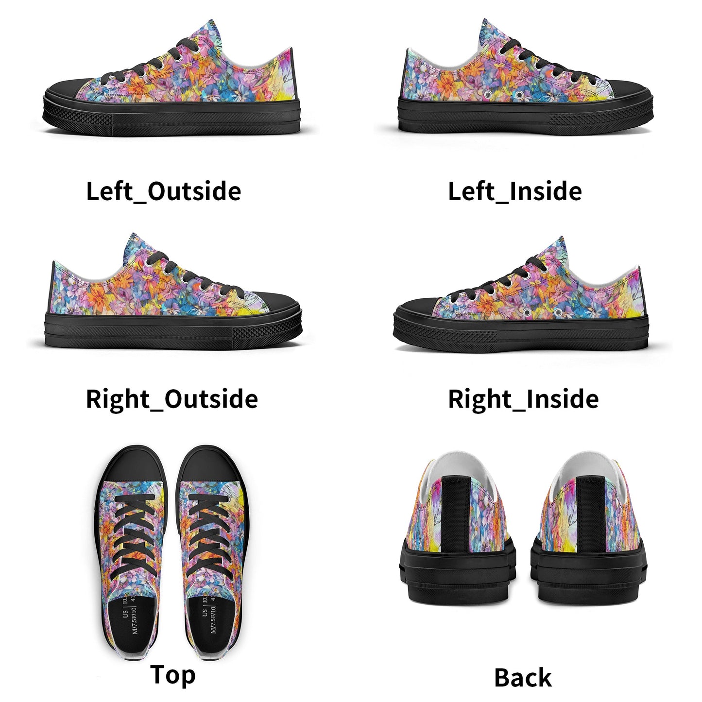 Flowers Mens Low Top Shoes, Garden Classic Canvas Converse Sneakers
