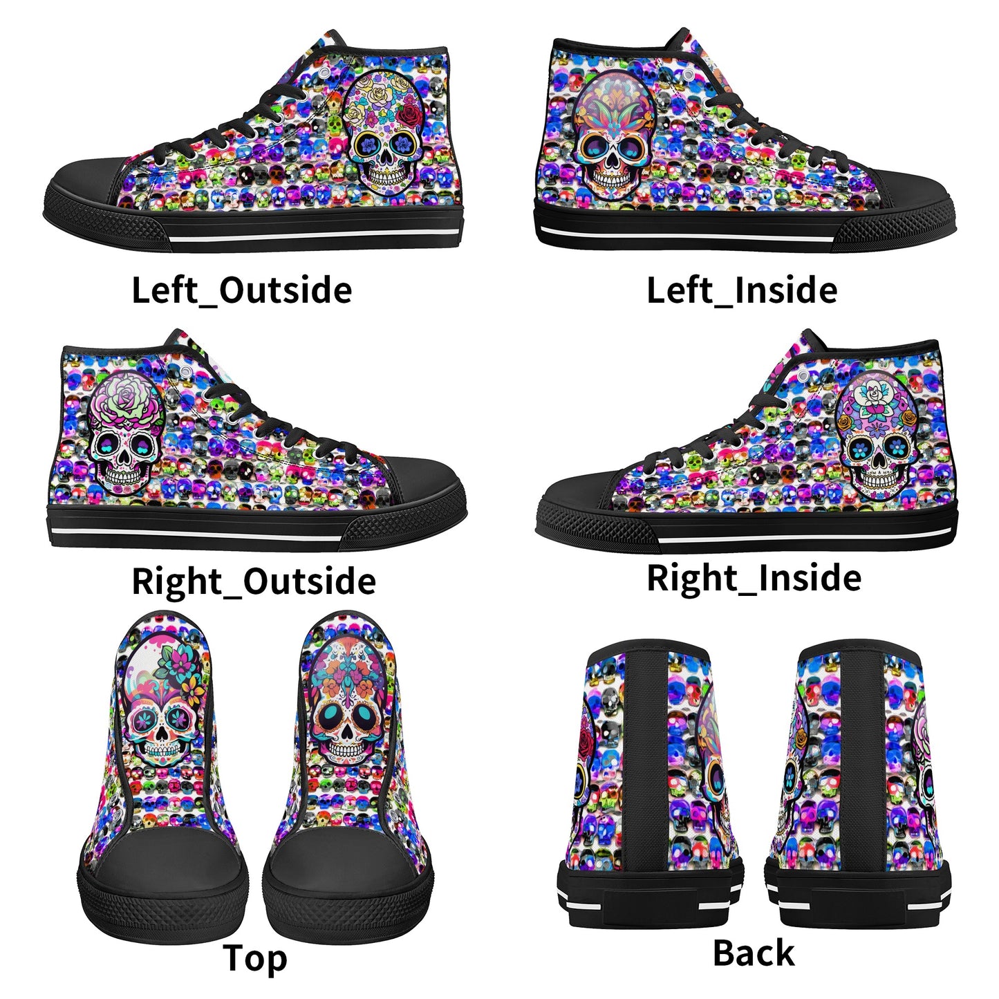 Skull Pattern Collection - Mens Classic High Top Canvas Shoes