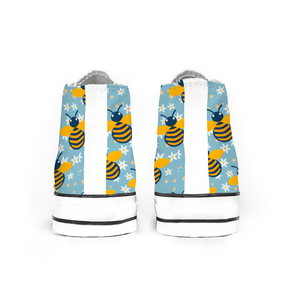 Bees Garden Collection - Classic Unisex High Top Canvas Sneakers