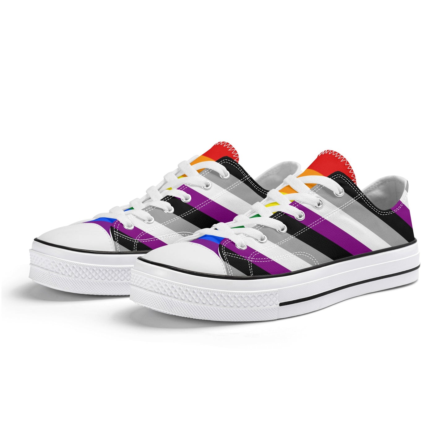 Asexual Pride Collection - Mens Classic Low Top Canvas Shoes for the LGBTQIA+ community
