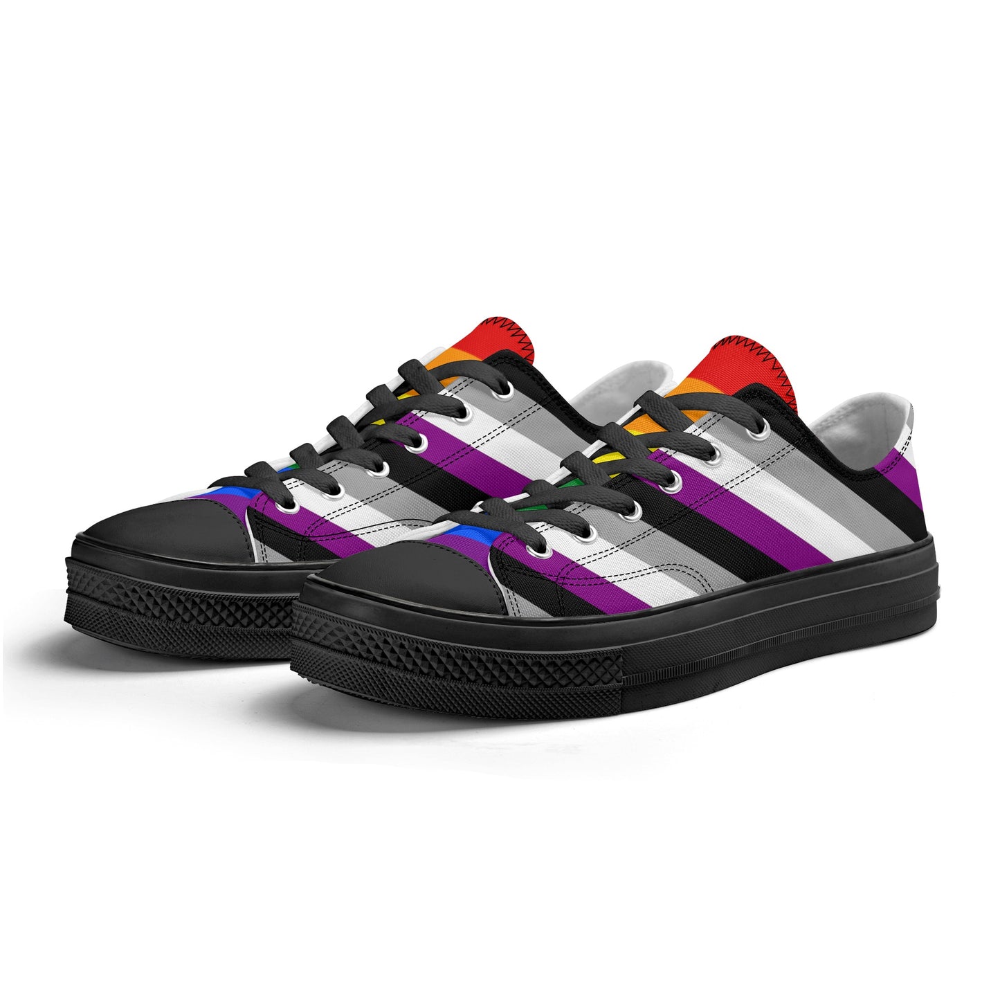 Asexual Pride Collection - Mens Classic Low Top Canvas Shoes for the LGBTQIA+ community