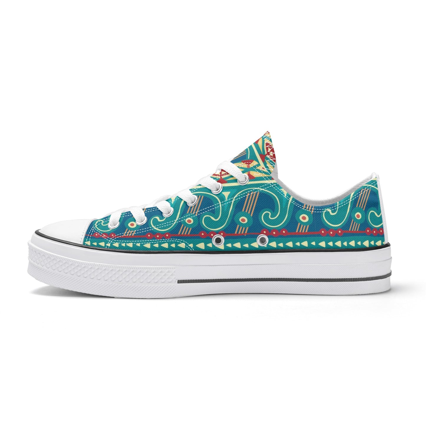 Teal Abstract Design Pattern - Mens Classic Low Top Canvas Shoes for Footwear Lovers