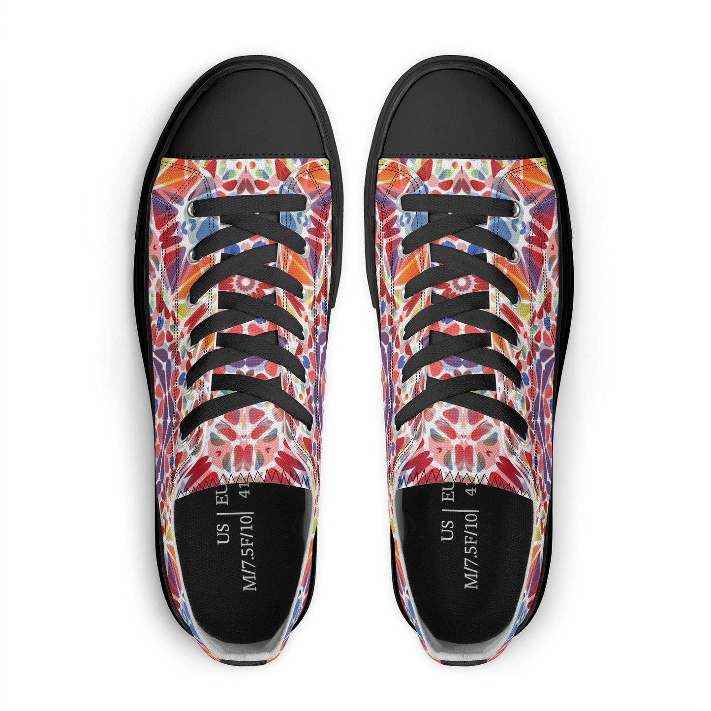 Purple, Orange and Blue Mandala Pattern - Mens Classic Low Top Canvas Shoes for Footwear Lovers