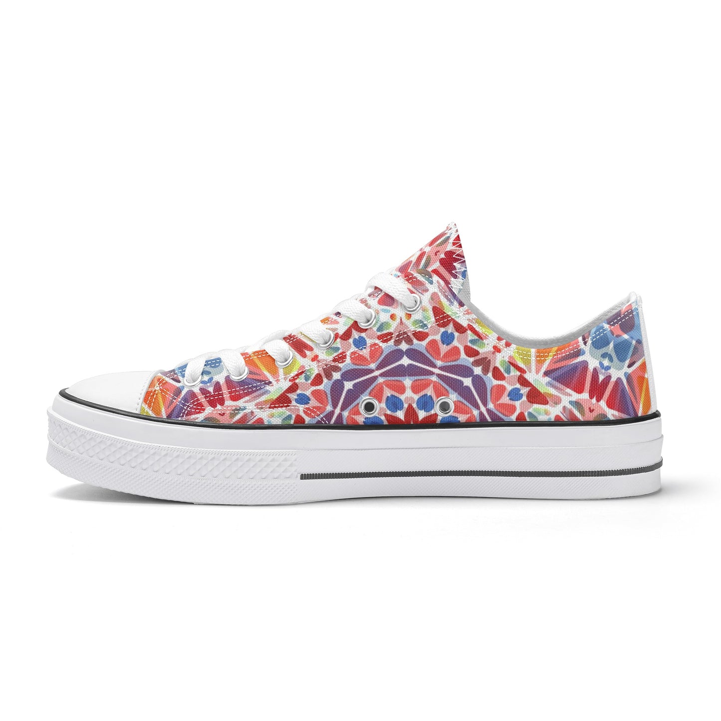 Purple, Orange and Blue Mandala Pattern - Womens Classic Low Top Canvas Shoes for Footwear Lovers