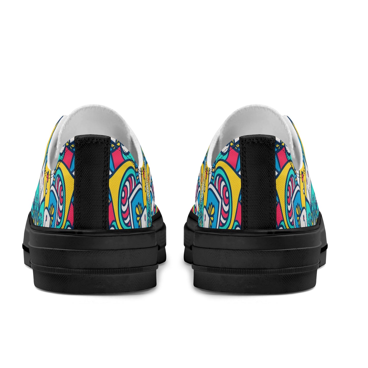 Red, Blue and Yellow Mandala Pattern - Mens Classic Low Top Canvas Shoes for Footwear Lovers