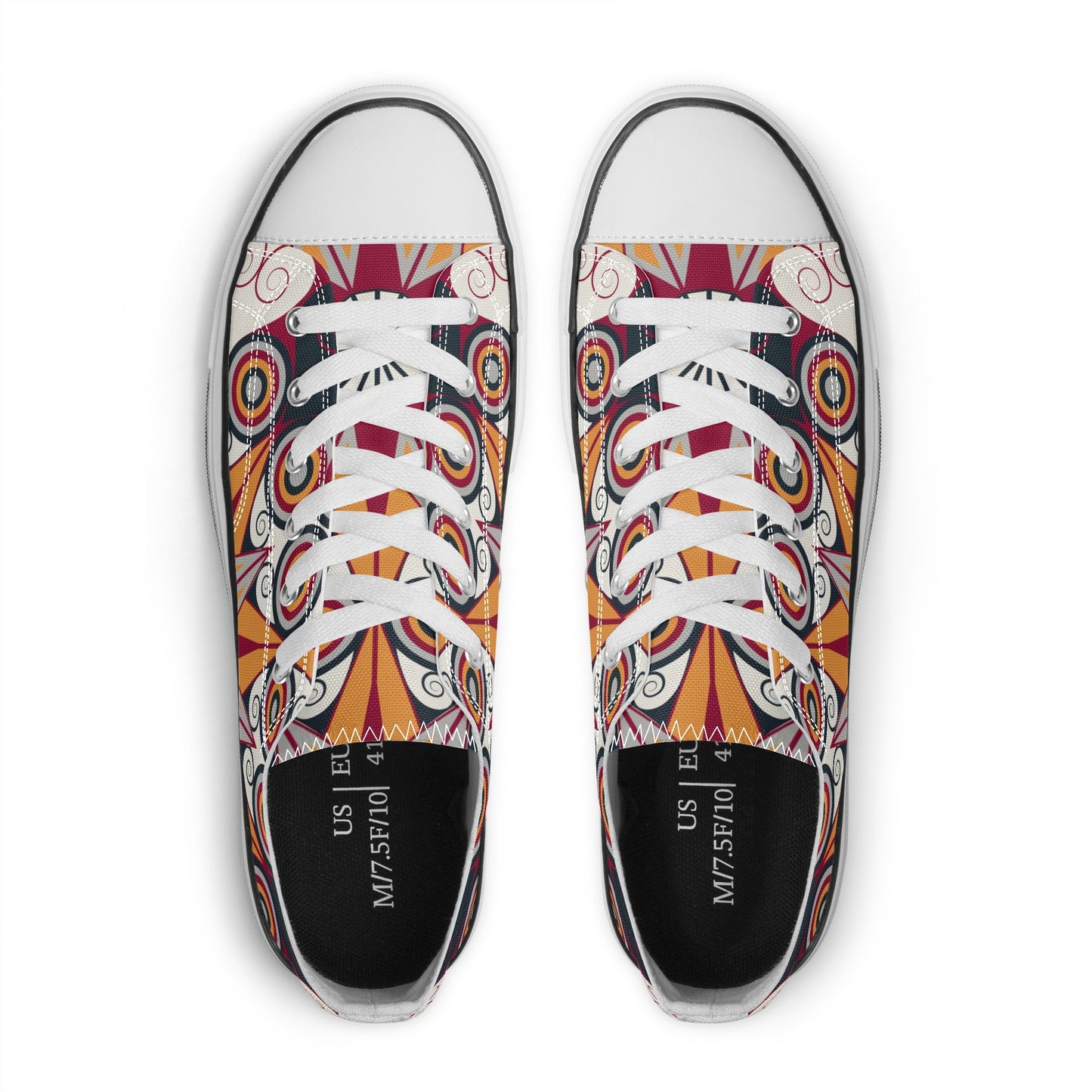 Orange, Red and Blue Mandala Pattern - Mens Classic Low Top Canvas Shoes for Footwear Lovers