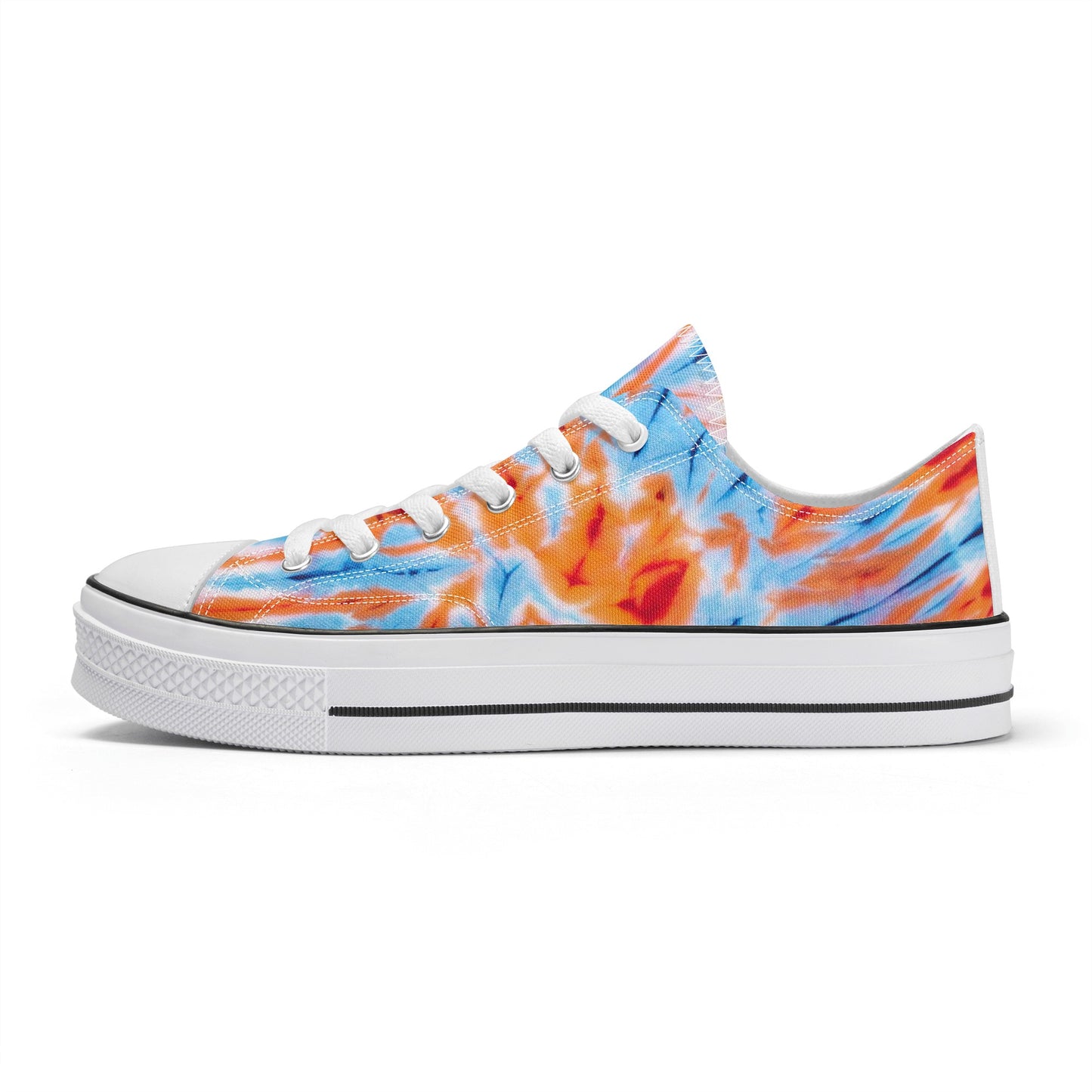 Orange and Blue Tie Dye Pattern - Mens Classic Low Top Canvas Shoes for Footwear Lovers