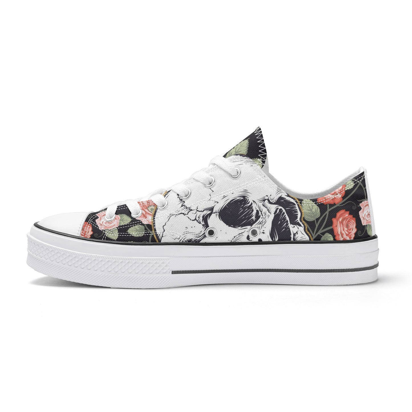 Skull & Roses Pattern - Mens Classic Low Top Canvas Shoes for Footwear Lovers
