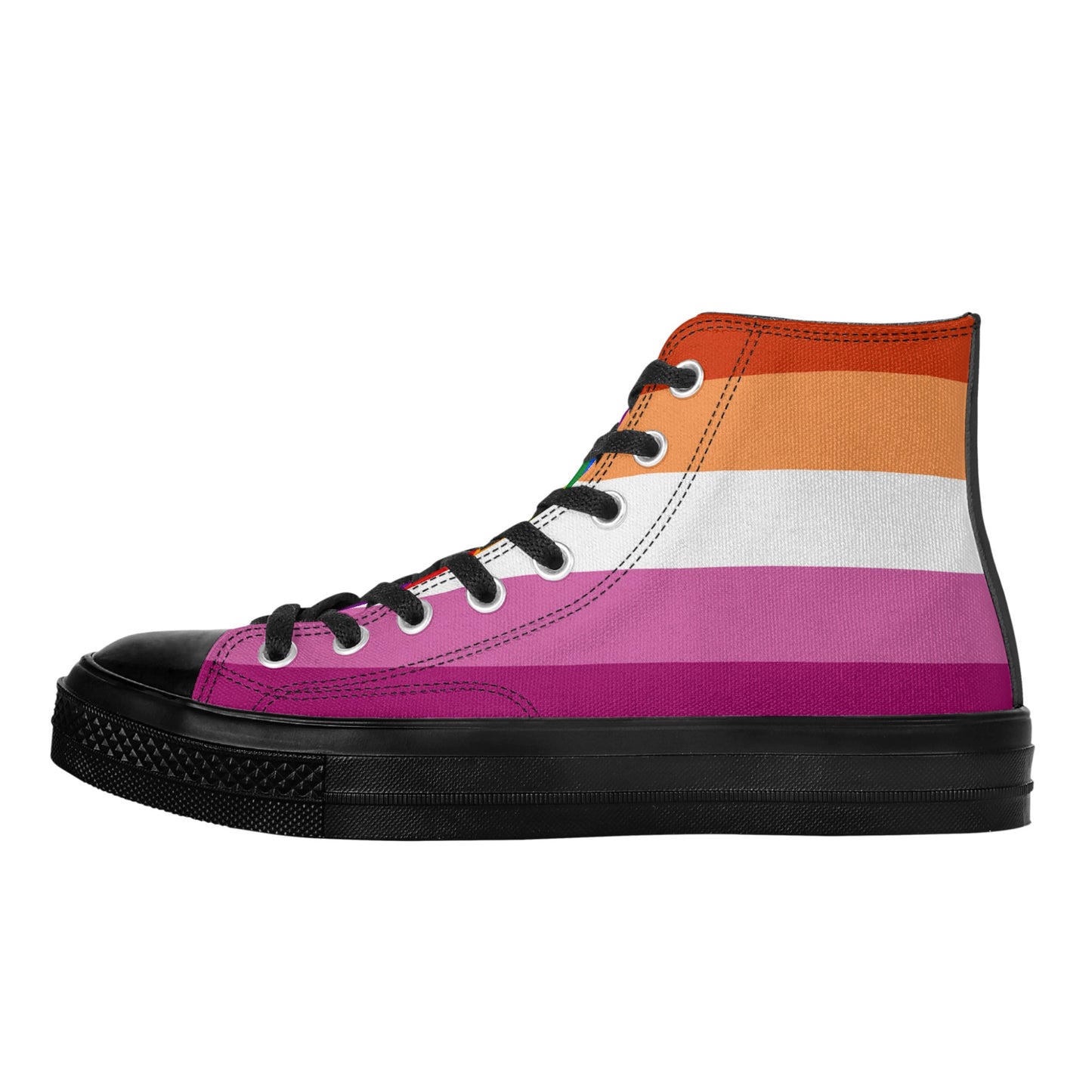 Lesbian Pride Collection - Womens Classic Black High Top Canvas Shoes for the LGBTQIA+ community
