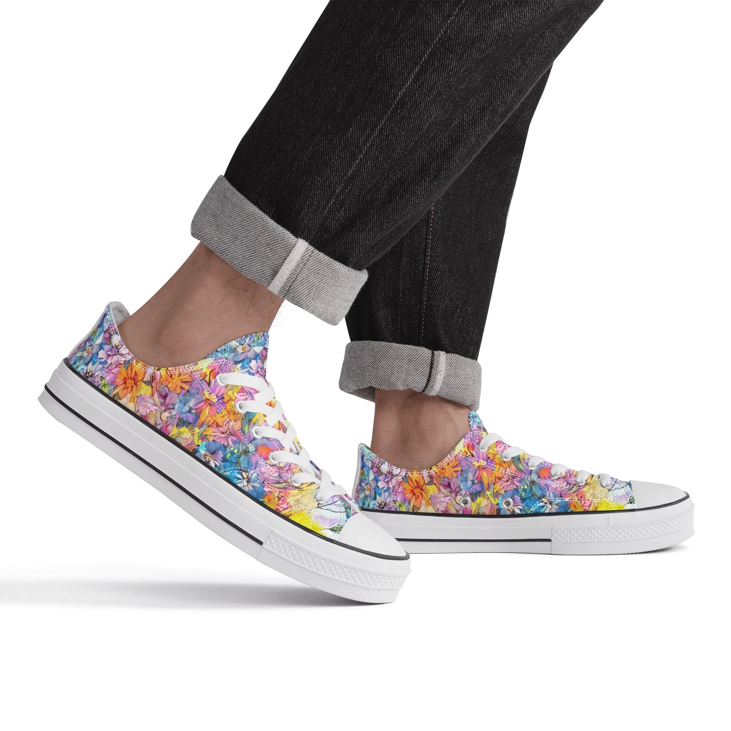 Flowers Mens Low Top Shoes, Garden Classic Canvas Converse Sneakers