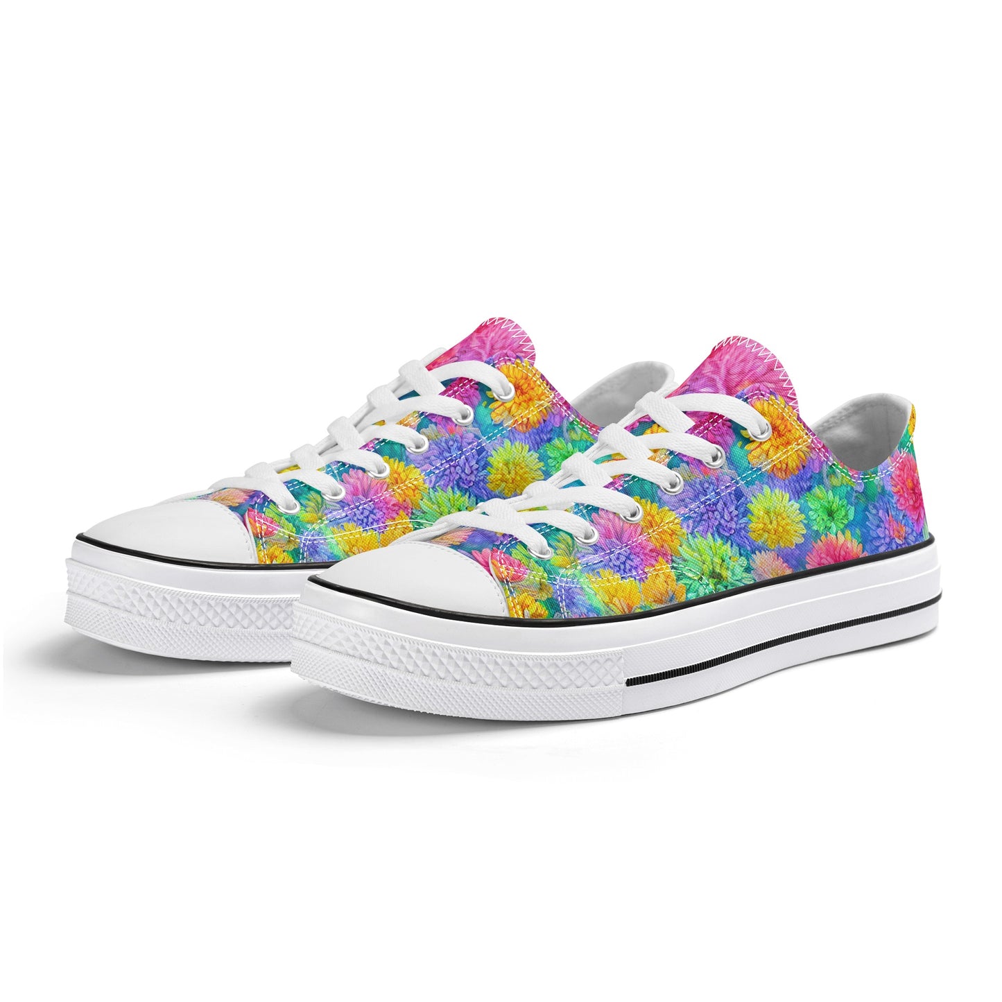 Flowers Womens Low Top Shoes, Garden Classic Canvas Converse Sneakers.