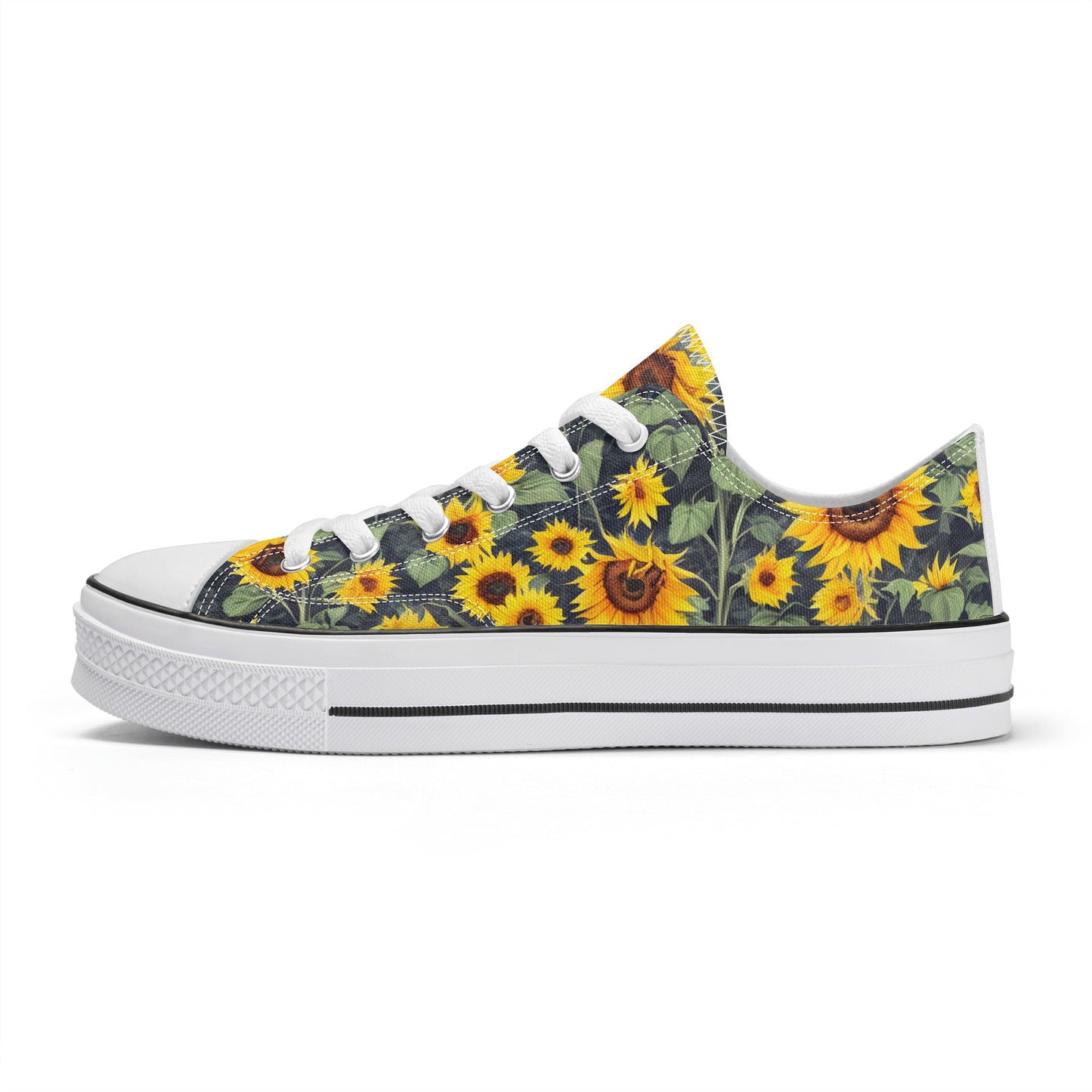 Sunflowers Womens Low Top Shoes, Garden Classic Canvas Converse Sneakers.