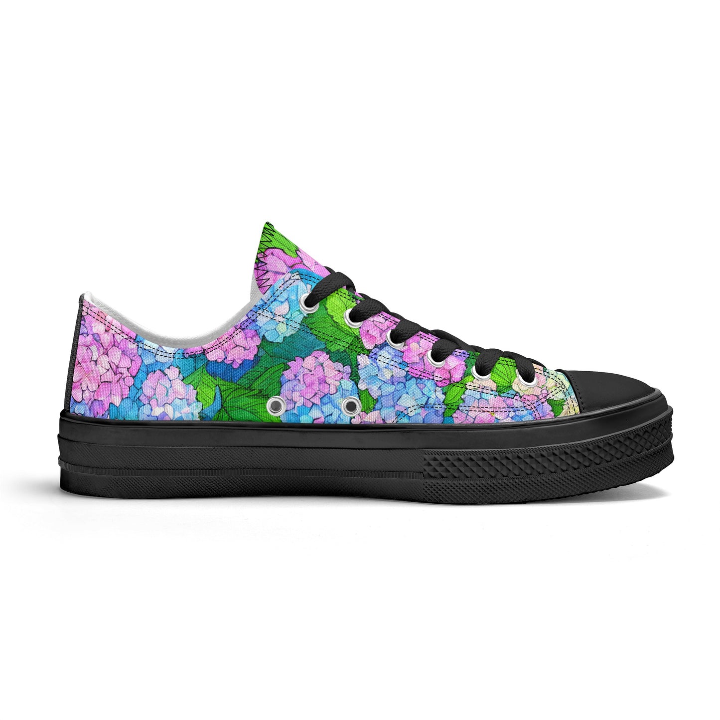 Hydrangea Womens Low Top Shoes, Garden Classic Canvas Converse Sneakers.