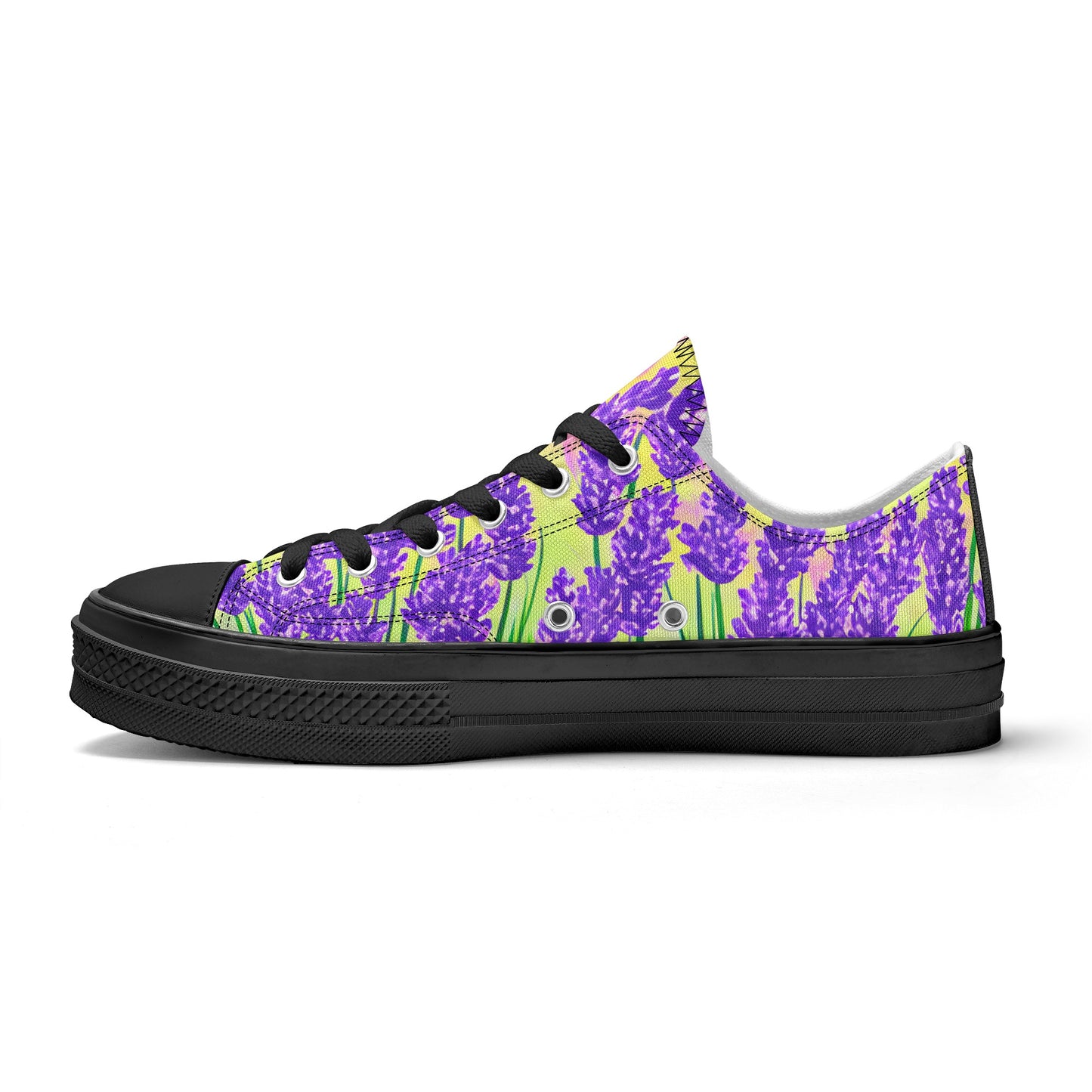 Lavender Mens Low Top Shoes, Garden Classic Canvas Converse Sneakers.