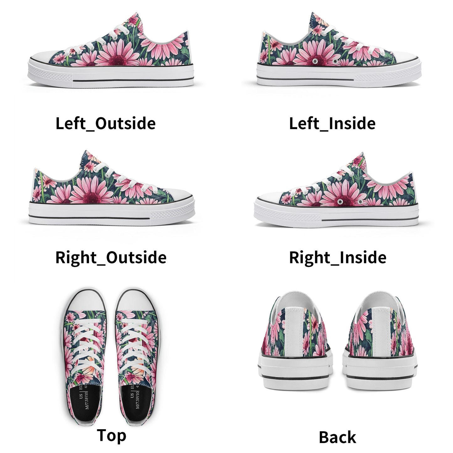Gerbera Daisy Flowers Collection - Womens Classic Low Top Canvas Shoes for Garden Lovers