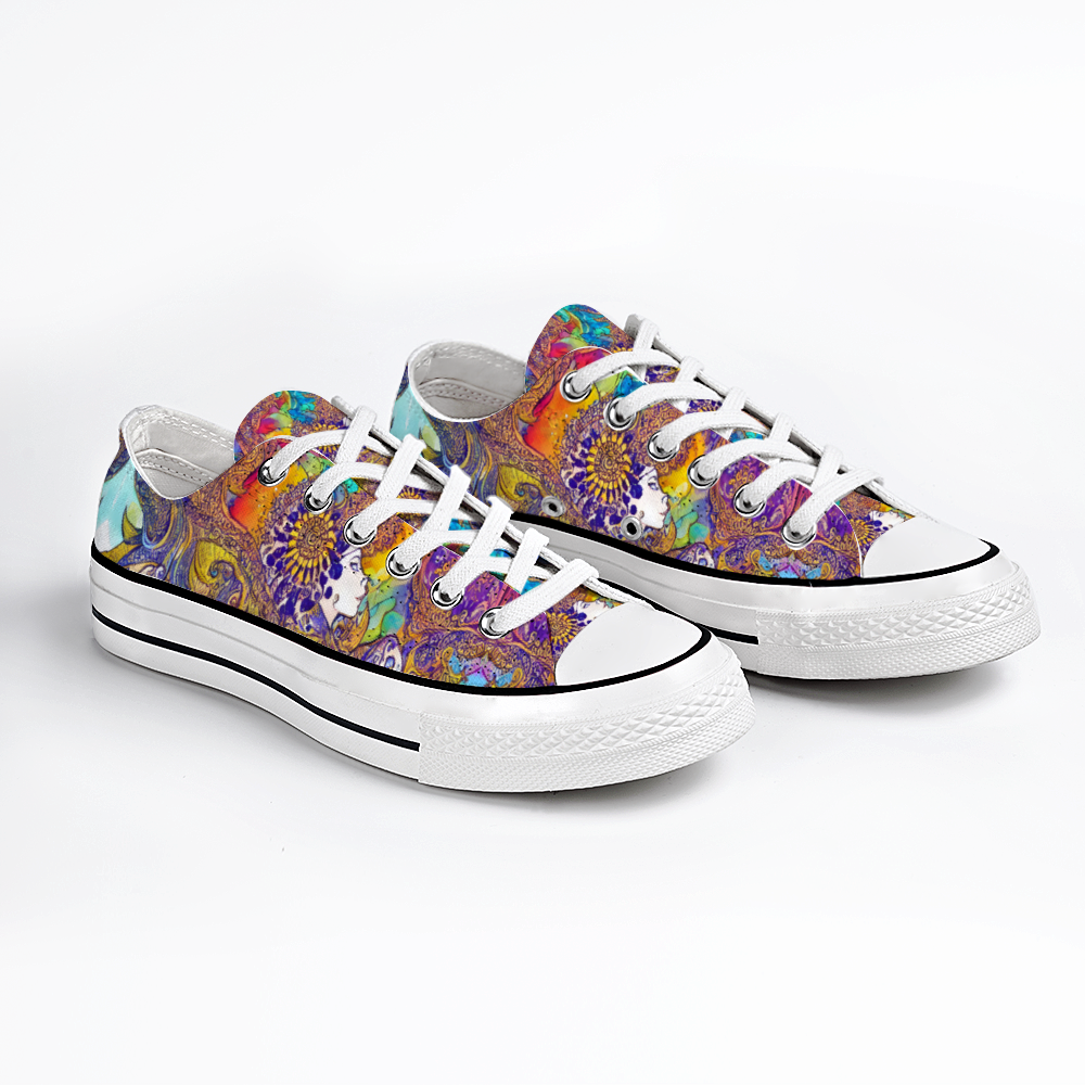 Henna Tattoo Pattern Collection - Classic Unisex Low Top Canvas Sneakers