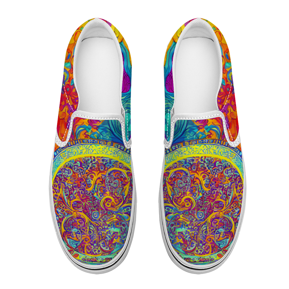 Mandala Pattern Collection - Unisex Slip-On Canvas Sneakers