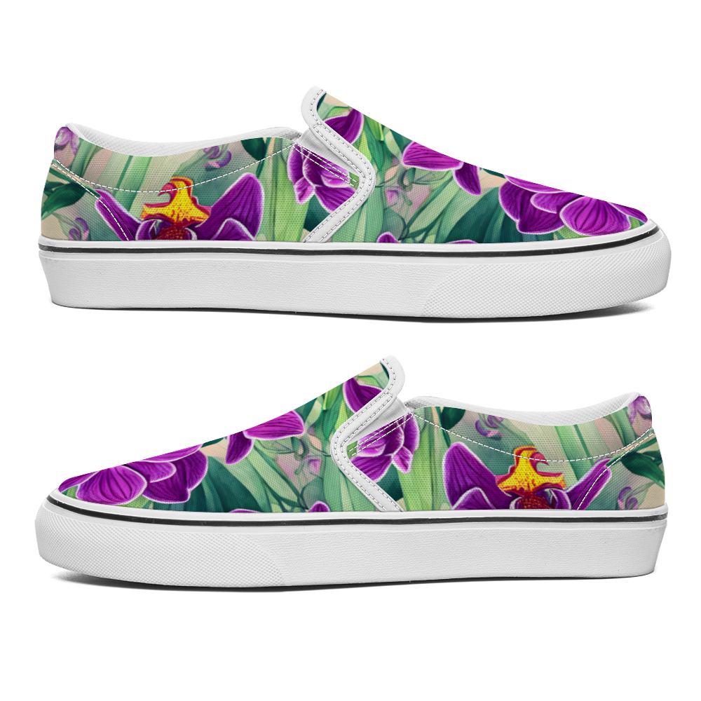 Orchid Flowers Collection - Unisex Slip-On Canvas Sneakers