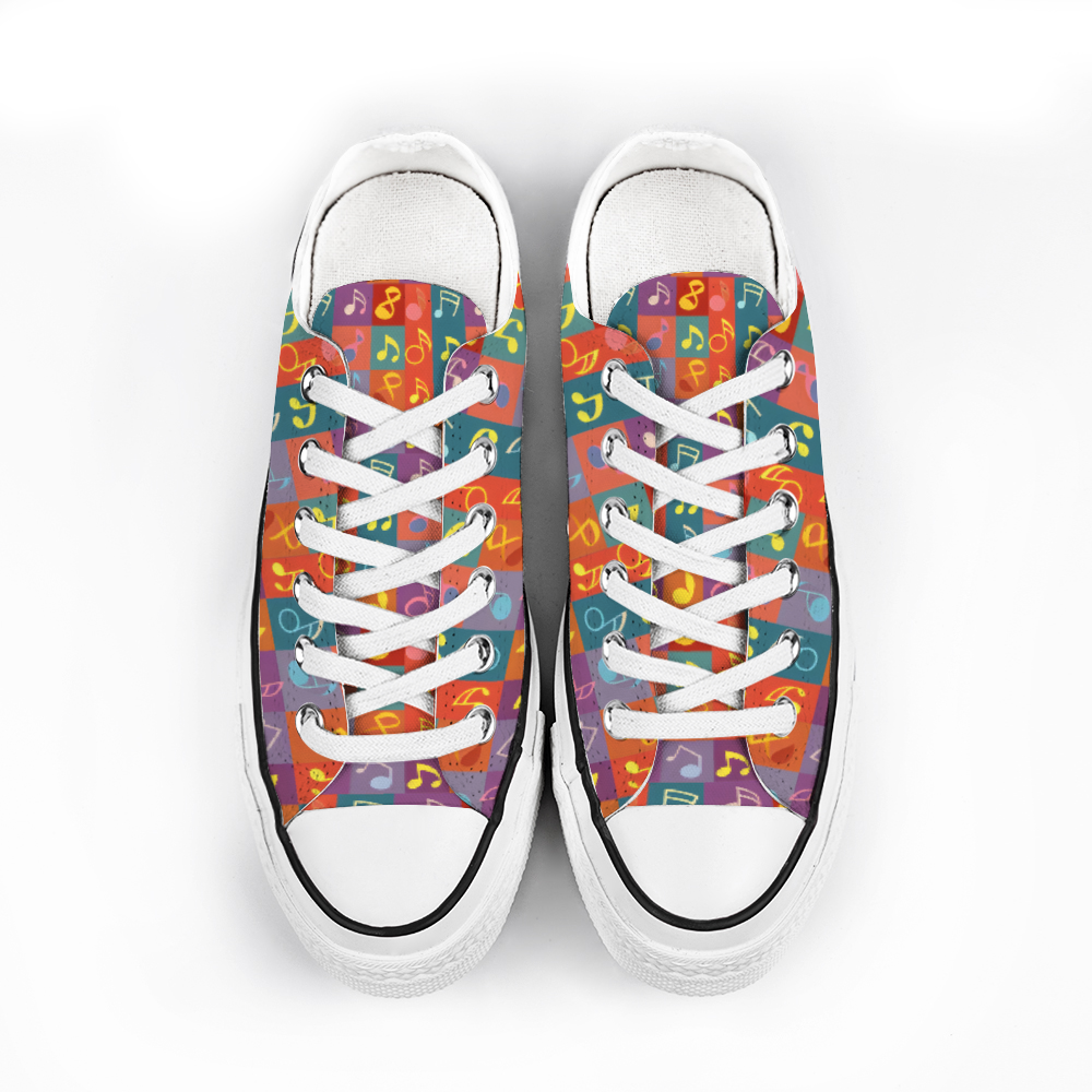 Musical Pattern Collection - Unisex Low Top Canvas Shoes
