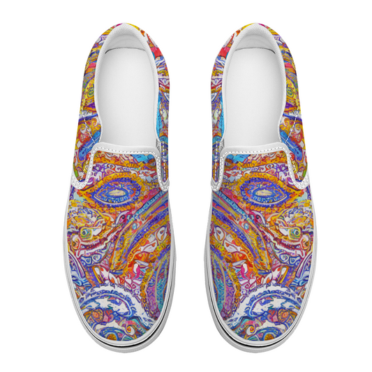 Paisley Pattern Collection - Unisex Slip-On Canvas Sneakers
